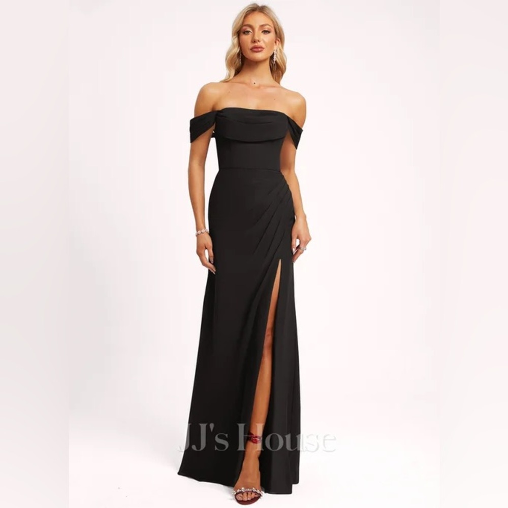JJ House Black Off The Shoulder Bridesmaid Dress